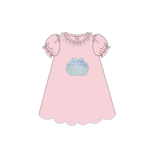 PRE ORDER - Funfetti Kids Blue Floral Pumpkin Applique Dress
