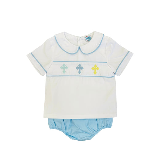 Funfetti Kids Embroidered Pastel Cross Diaper Set
