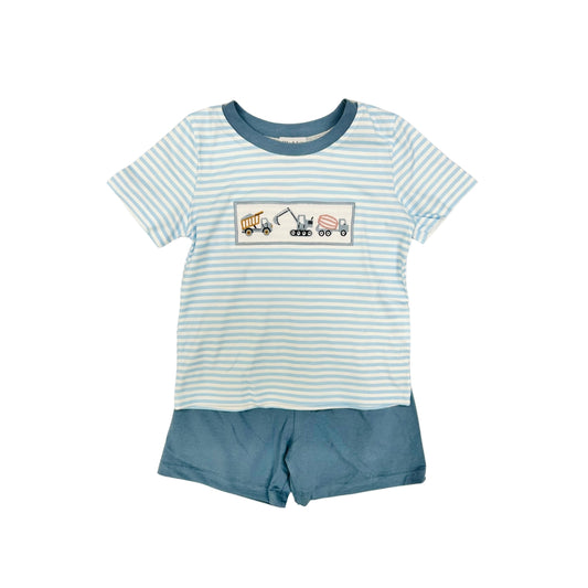 Construction Vehicle Striped Short Set