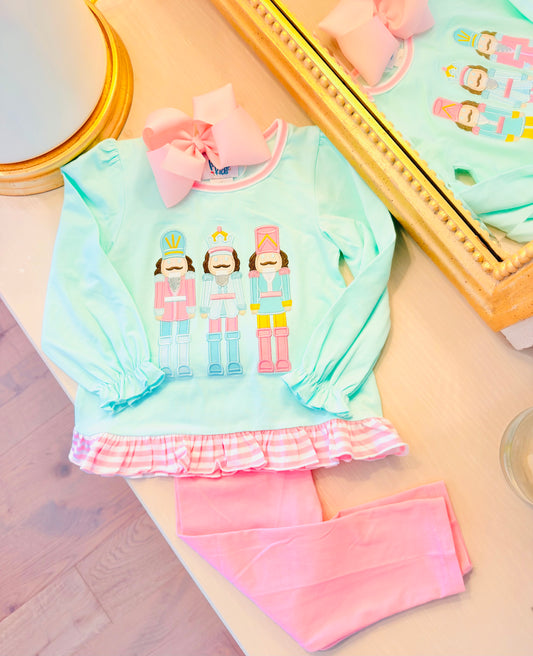 Funfetti Kids Nutcracker Applique Ruffle Legging Set