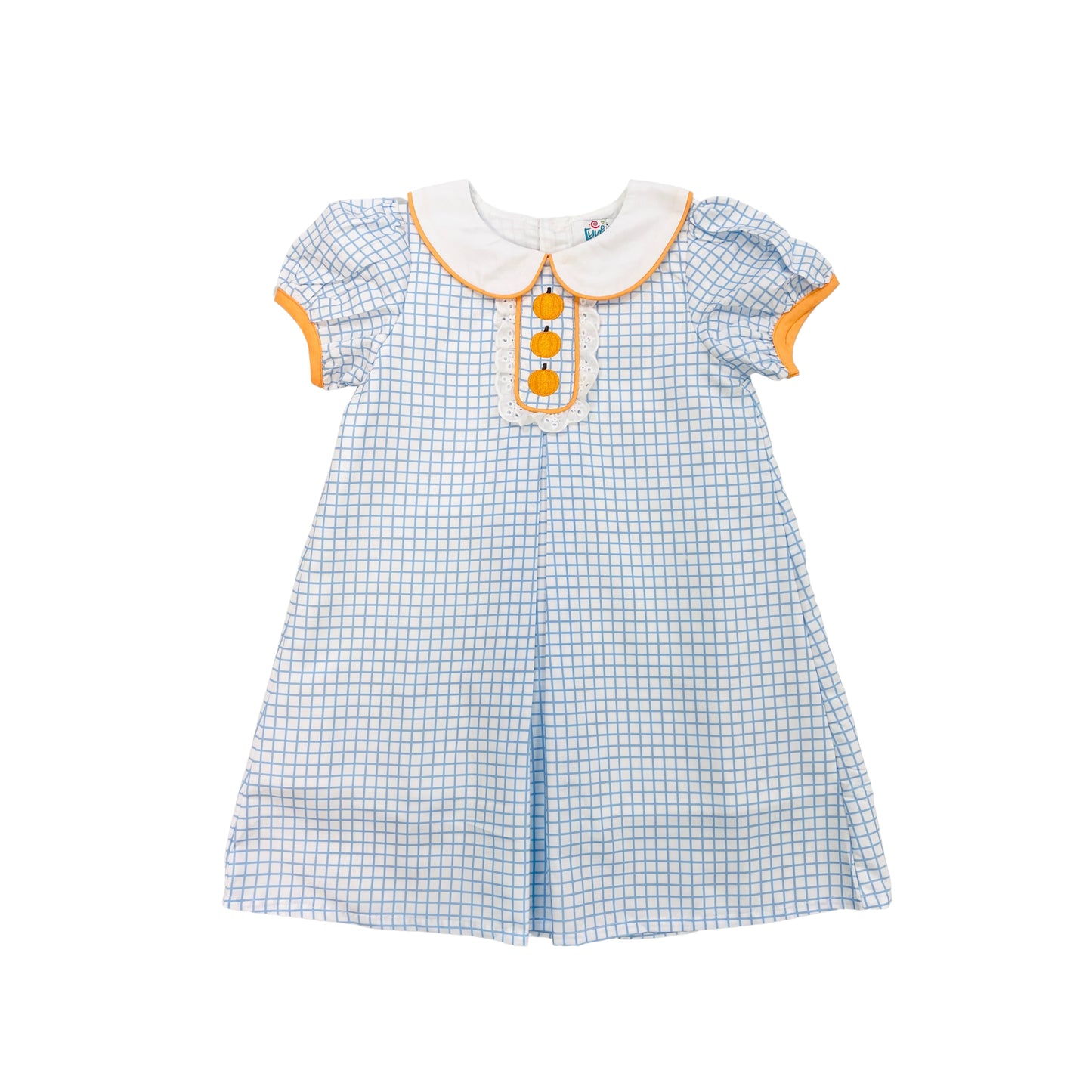 Funfetti Kids Girl Embroidered Pumpkin Lace Detail Dress