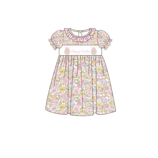 PRE ORDER - Funfetti Kids Girl Floral "Happy Easter" Dress