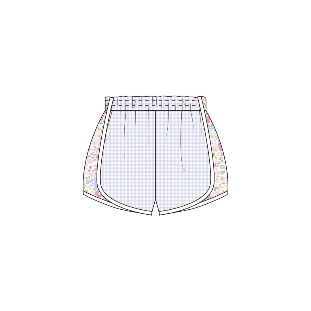 PRE ORDER - Funfetti Kids Purple Gingham/Floral Athletic Shorts
