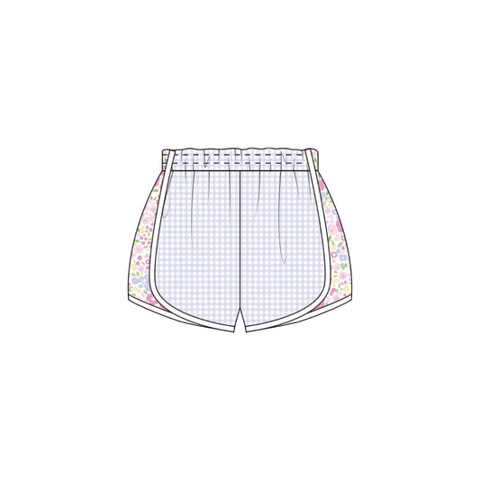 PRE ORDER - Funfetti Kids Purple Gingham/Floral Athletic Shorts