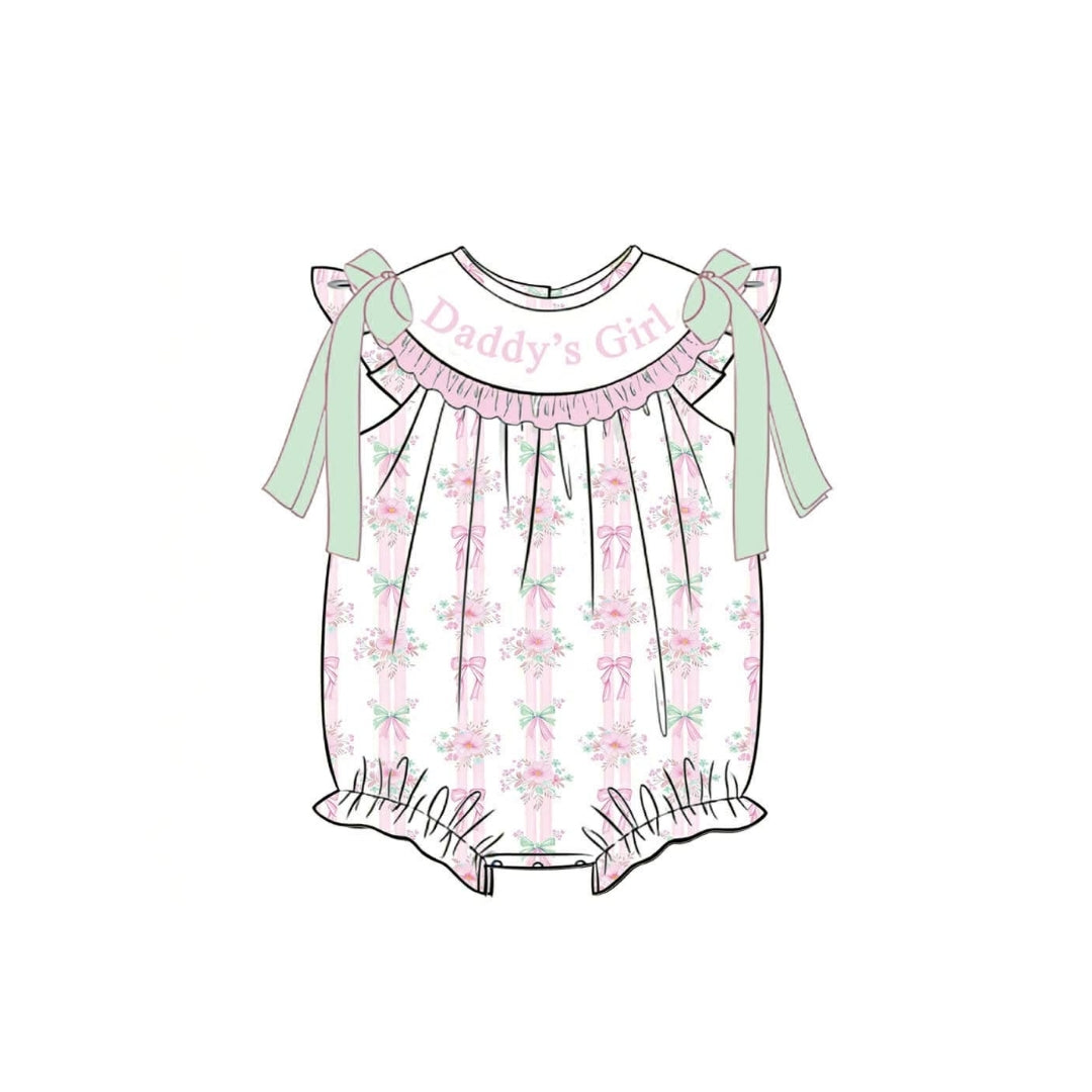 PRE ORDER - POSH Smocked Floral Daddys Girl Bubble