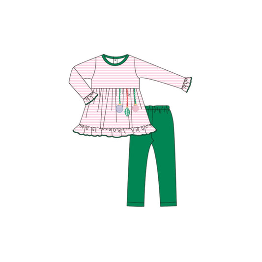 PRE ORDER - Funfetti Kids Pink Stripe Ornament Applique Legging Set