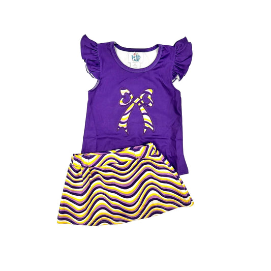 Funfetti Kids Tiger Stripe Bow Skort Set