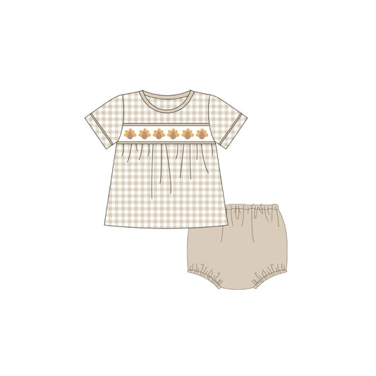 PRE ORDER - Funfetti Kids Tan Gingham Turkey Diaper Set