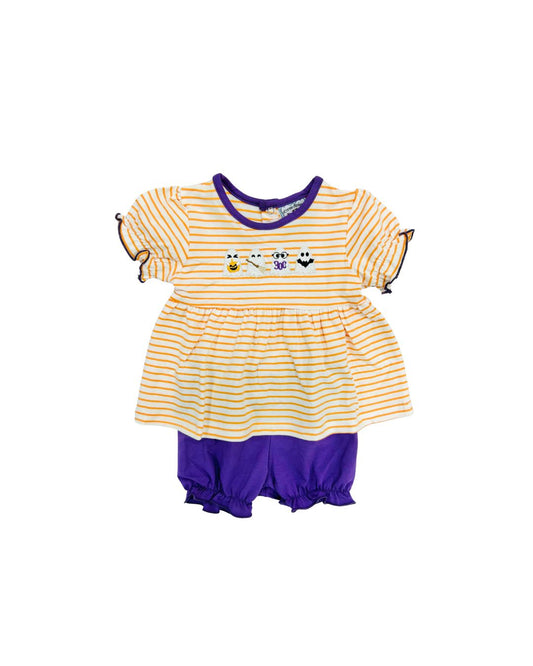 Three Sisters Stripe Boo Ruffle Bloomer Set