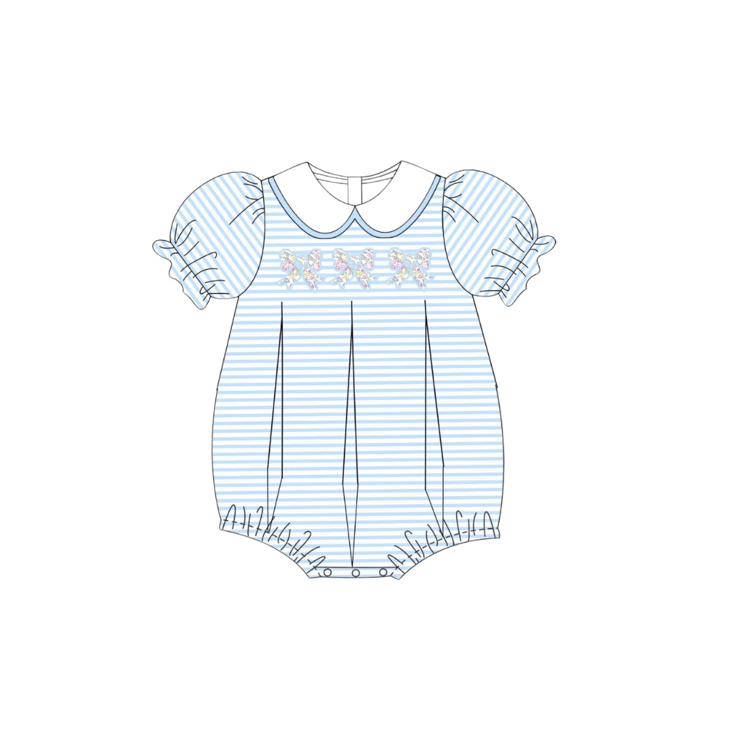 PRE ORDER - Funfetti Kids Blue Stripe Floral Bow Bubble