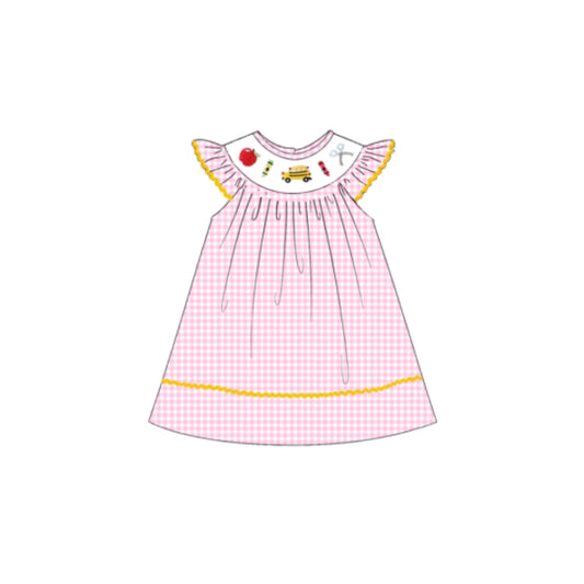 PRE ORDER - POSH Embroidered School Bus Ruffle Dress