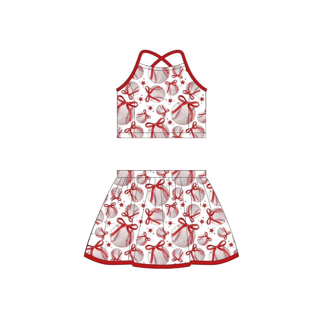 PRE ORDER - Funfetti Kids Baseball Print Active Skort Set
