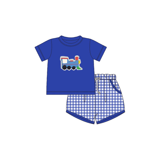PRE ORDER - Funfetti Kids Train Applique Short Set