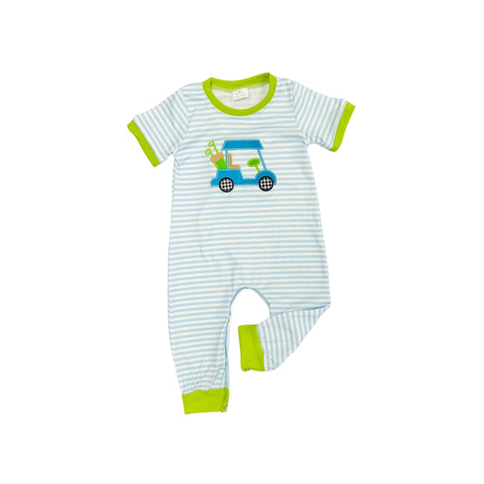 Blue Stripe Golf Applique Romper