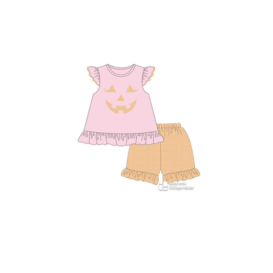 PRE ORDER - Funfetti Kids Pink/Orange Jack O Lantern Short Set