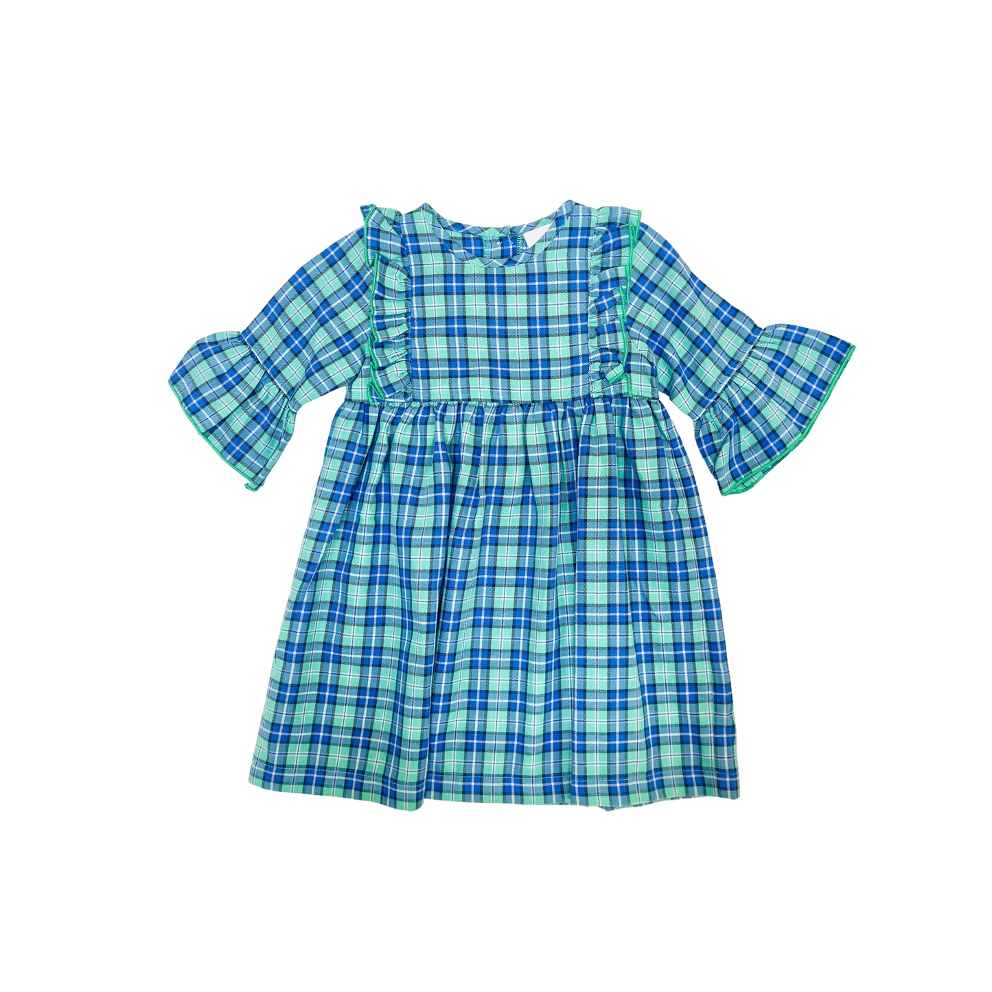 Thai Trang Girl Blue/Green Plaid Dress