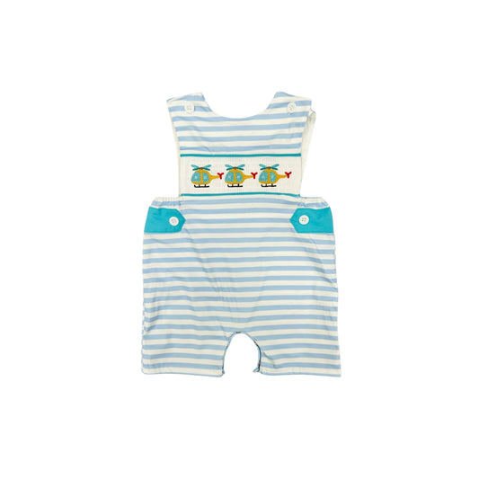 Blue Stripe Helicopter Embroidered Jon Jon