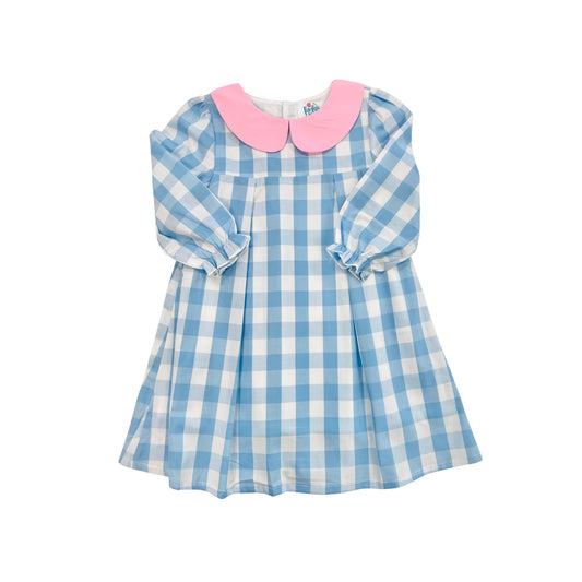 Funfetti Kids Girl Blue and White Plaid Dress