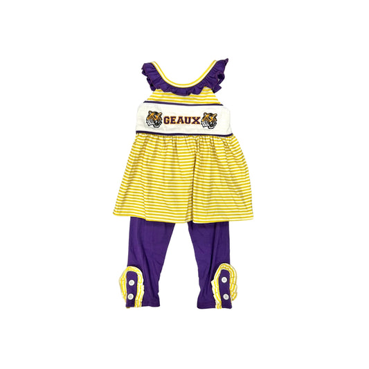 Purple/Gold Geaux Stripe Legging Set