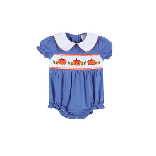 Lil Cactus Girl Smocked Floral Pumpkin Collar Bubble