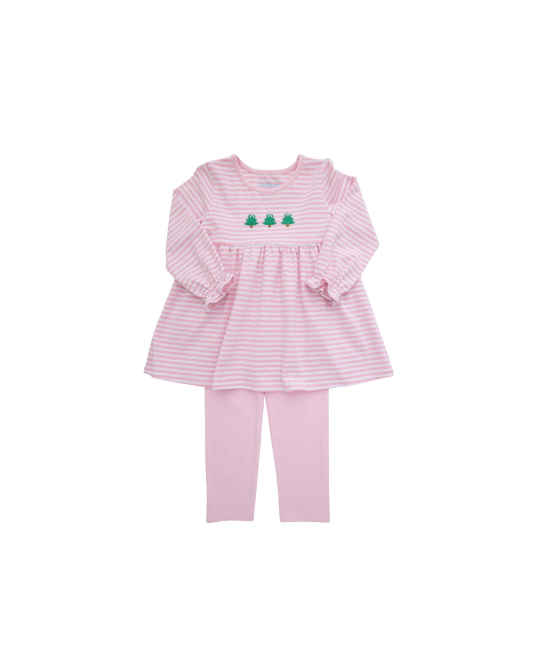 Itsy Bitsy Pink Stripe Christmas Tree Ruffle Legging Set
