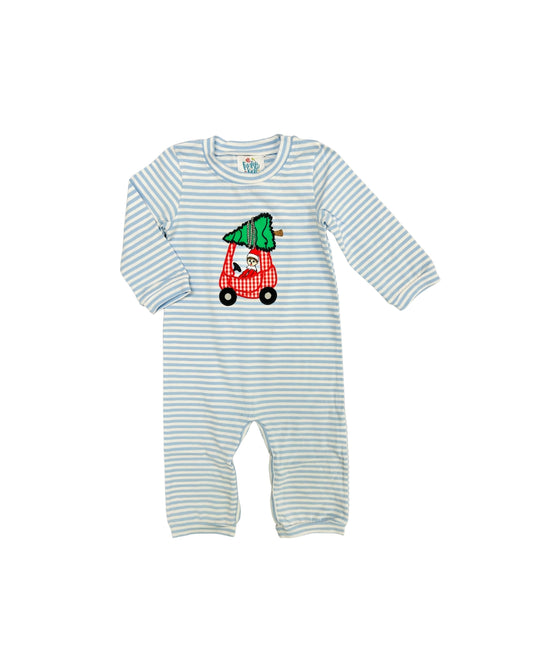 Funfetti Kids Red Gingham Cozy Coupe Applique Stripe Romper
