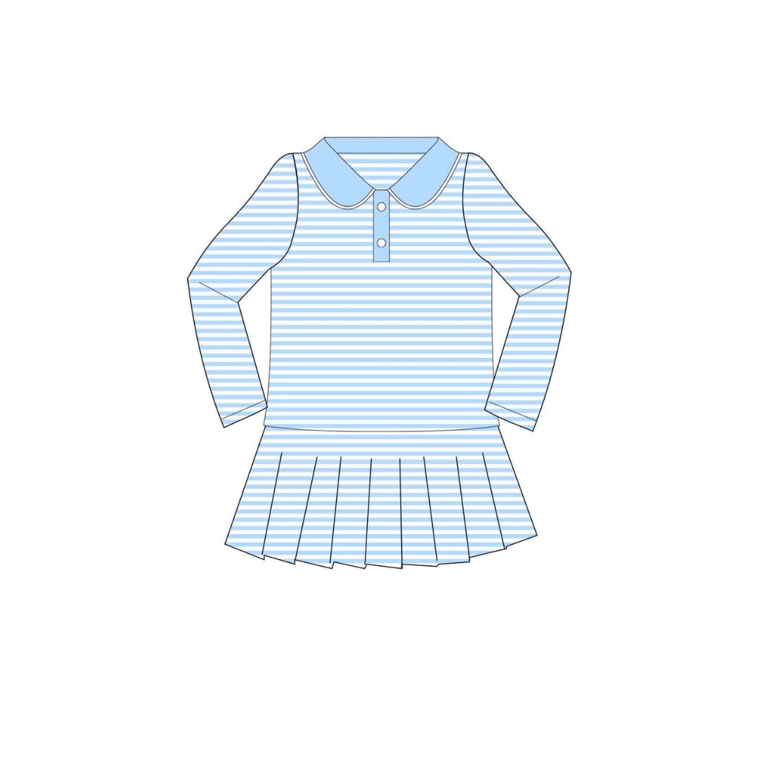 PRE ORDER - Funfetti Kids Blue Stripe Active Long Sleeve Dress