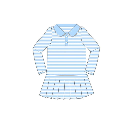 PRE ORDER - Funfetti Kids Blue Stripe Active Long Sleeve Dress