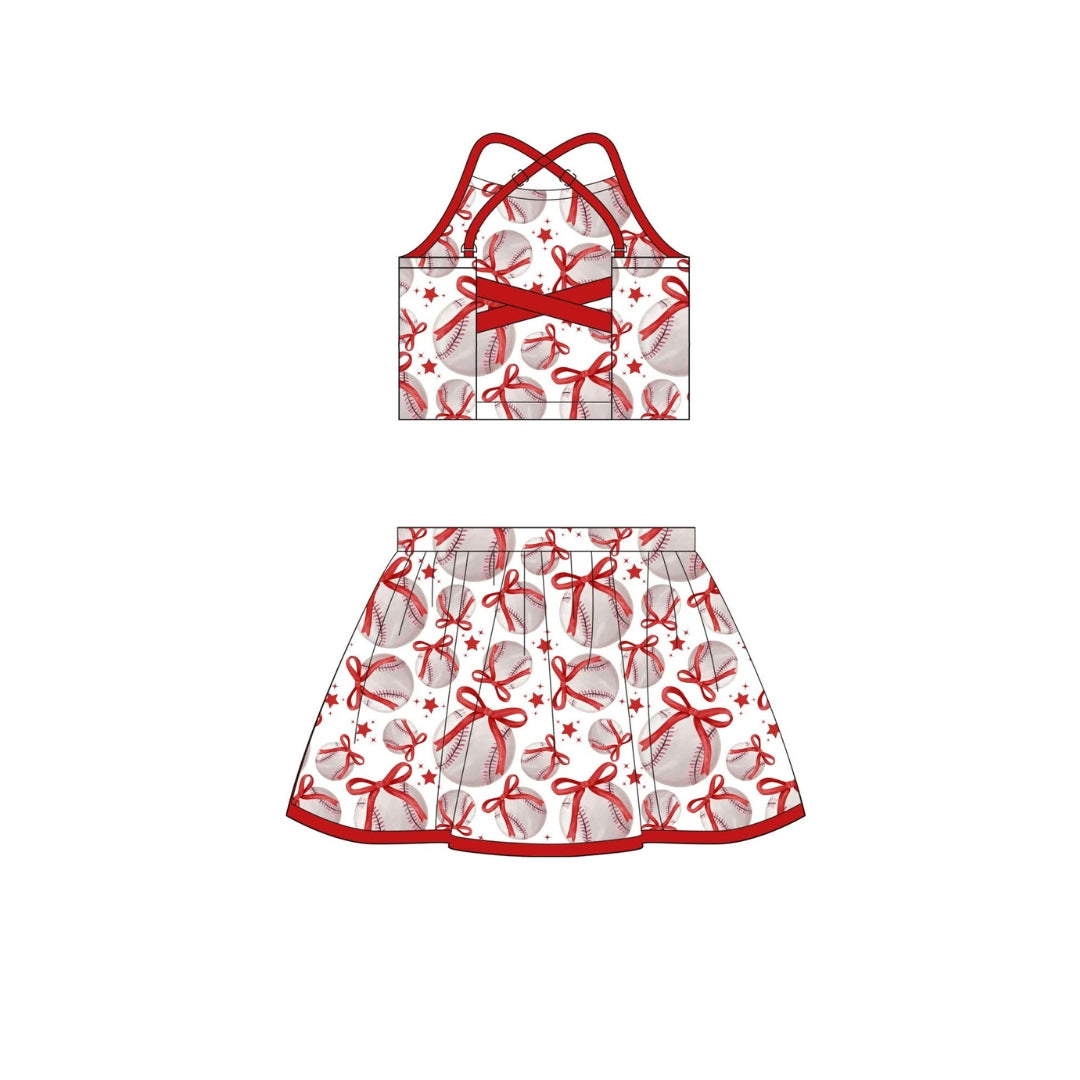 PRE ORDER - Funfetti Kids Baseball Print Active Skort Set