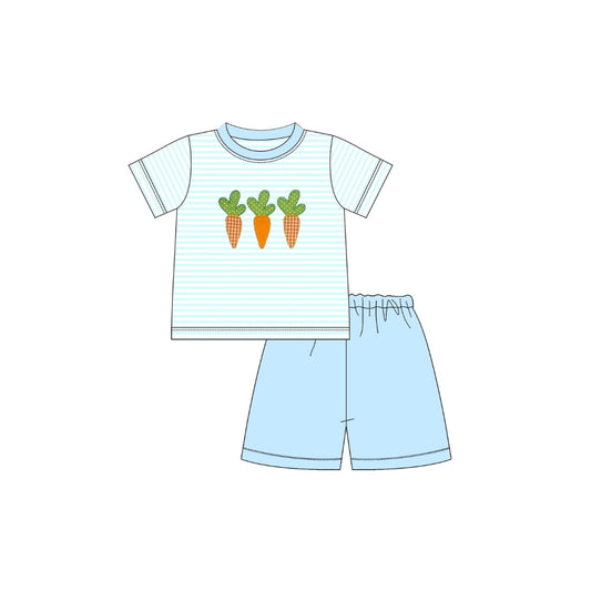 PRE ORDER - Funfetti Kids Mint Stripe/Blue Carrot Short Set