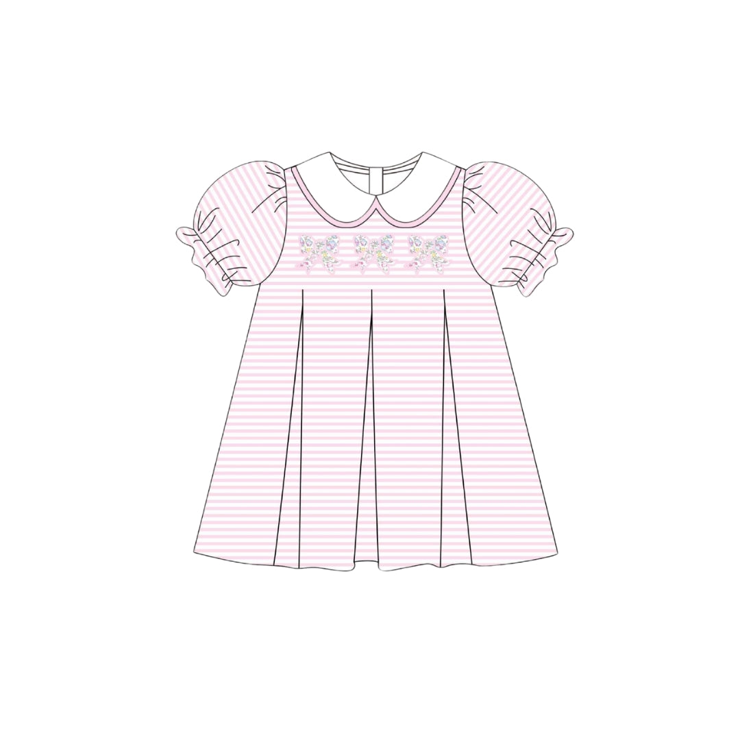 PRE ORDER - Funfetti Kids Pink Stripe Floral Bow Dress