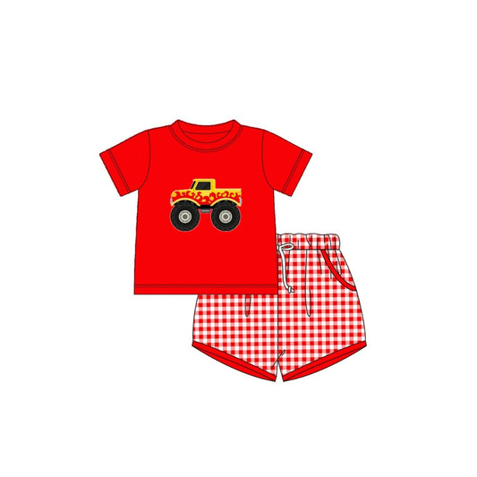 PRE ORDER - Funfetti Kids Monster Truck Applique Short Set
