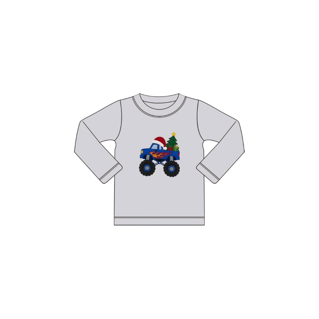 PRE ORDER - Funfetti Kids Monster Truck Christmas Tree Applique Shirt