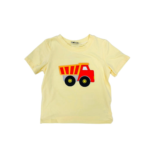 Pale Yellow Dumptruck Applique Tshirt