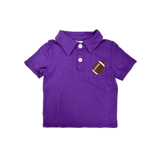 Purple Football Embroidered Polo