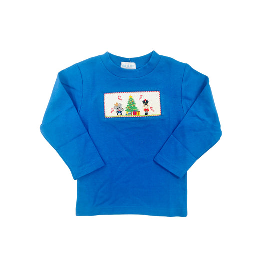 Vive La Fete Boy Smocked Nutcracker/Tree/Soldier Long Sleeve Shirt