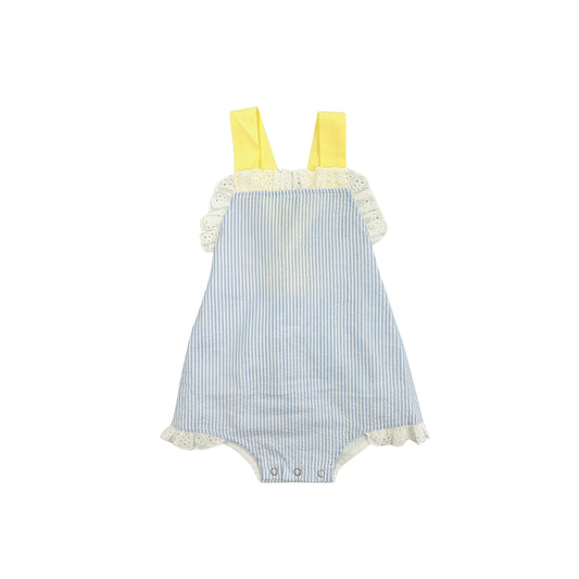 Funfetti Kids Blue Seersucker/Yellow Bow Bubble