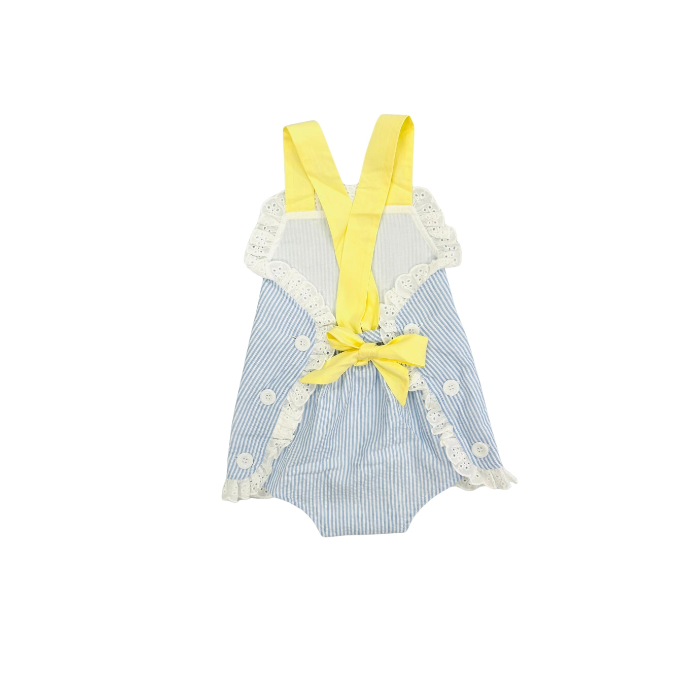 Funfetti Kids Blue Seersucker/Yellow Bow Bubble