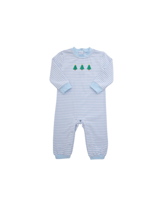 Itsy Bitsy Blue Stripe Christmas Tree Romper