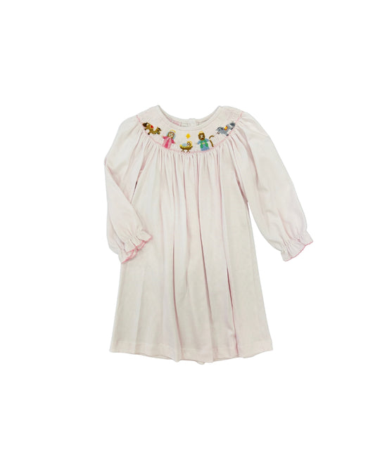 Petit Bebe Pima Pink Stripe Hand Smocked Nativity Dress