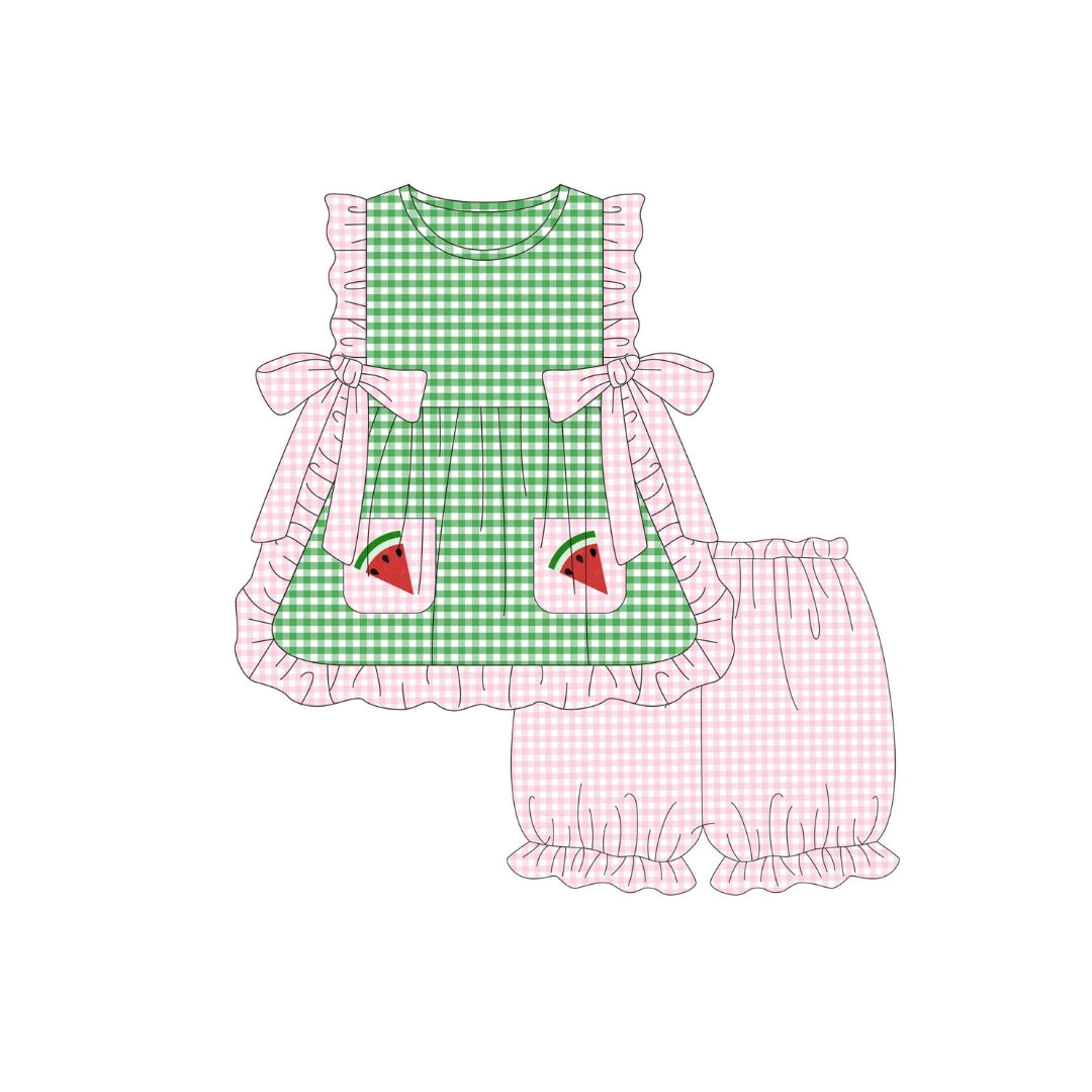 PRE ORDER - Funfetti Kids Girl Check Watermelon Bloomer Set