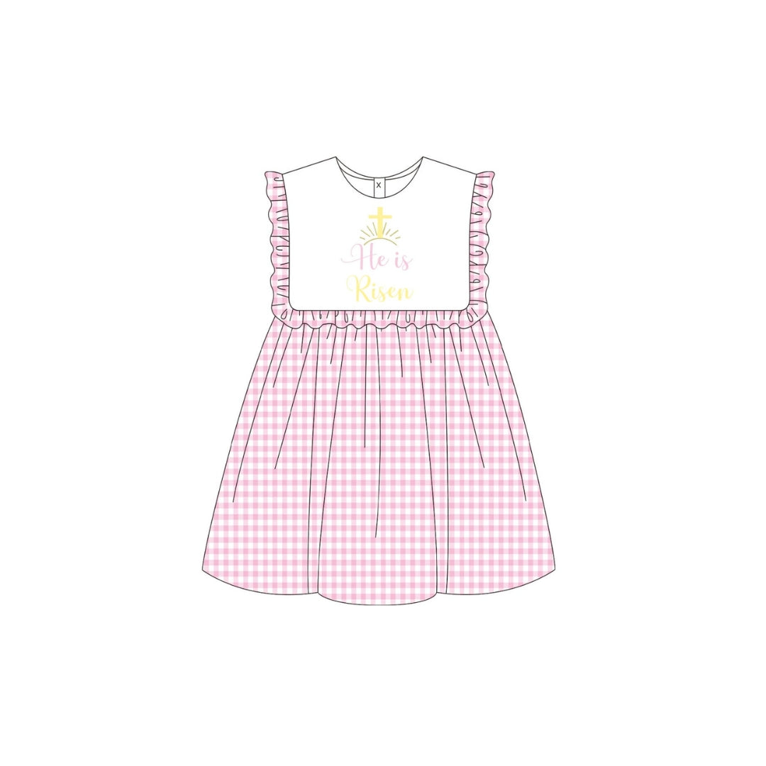 PRE ORDER - Funfetti Kids Pink Gingham He is Risen Dress