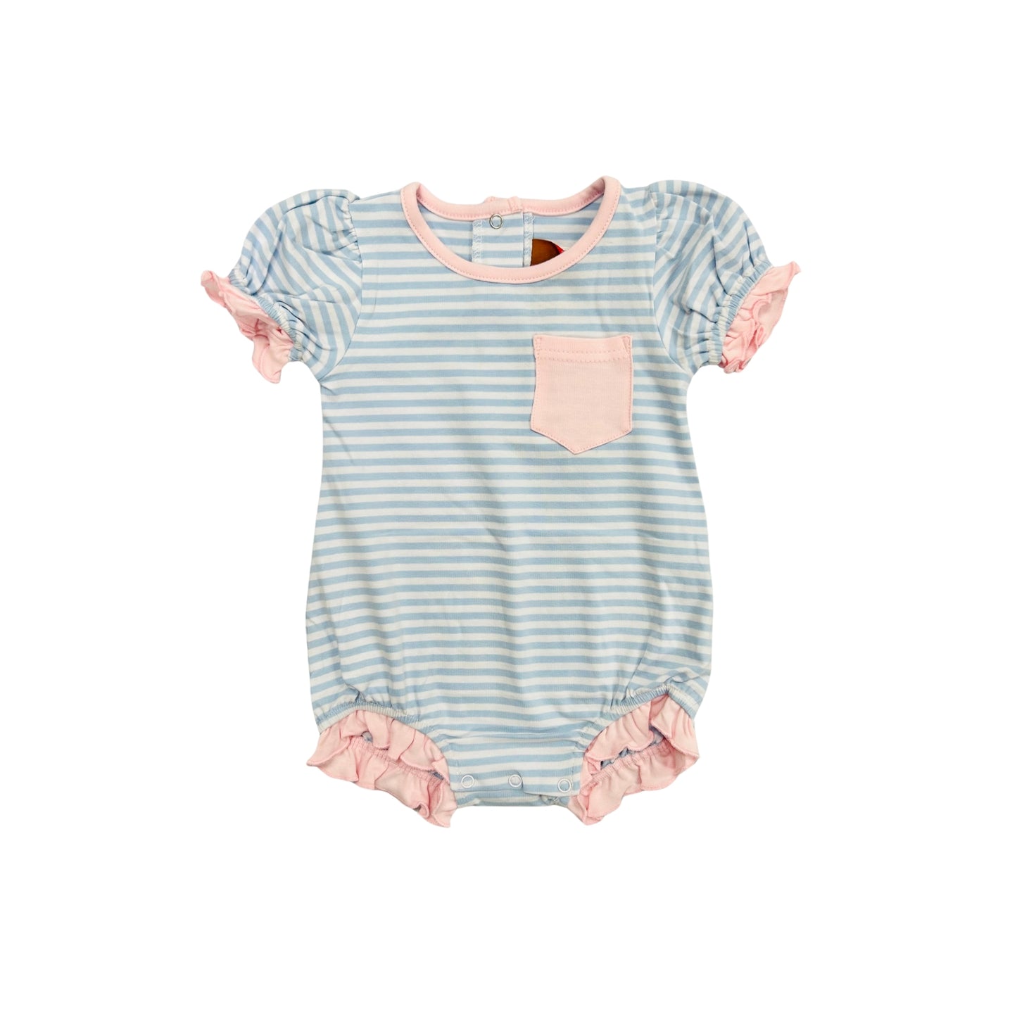 Millie Jay Blue Stripe Bubble with Pink Pocket/Trim