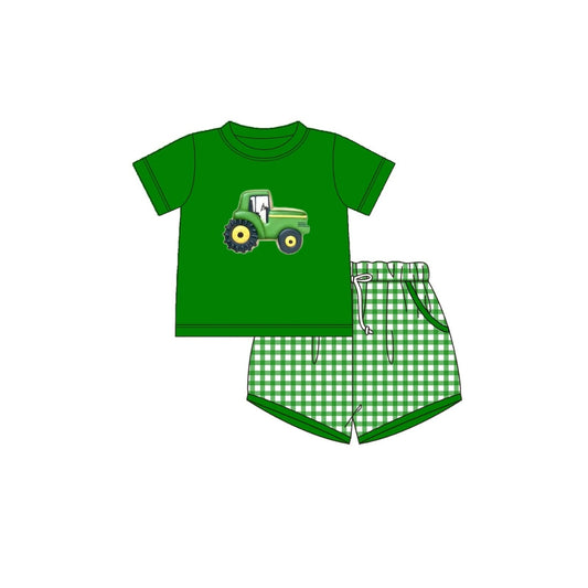 PRE ORDER - Funfetti Kids Tractor Applique Short Set
