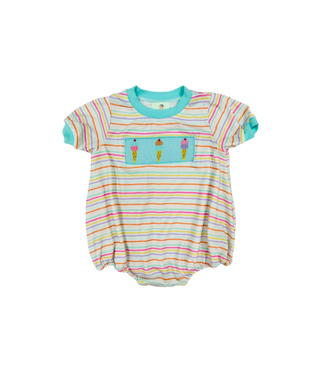 Hand Smocked Ice Cream/Stripe Bubble