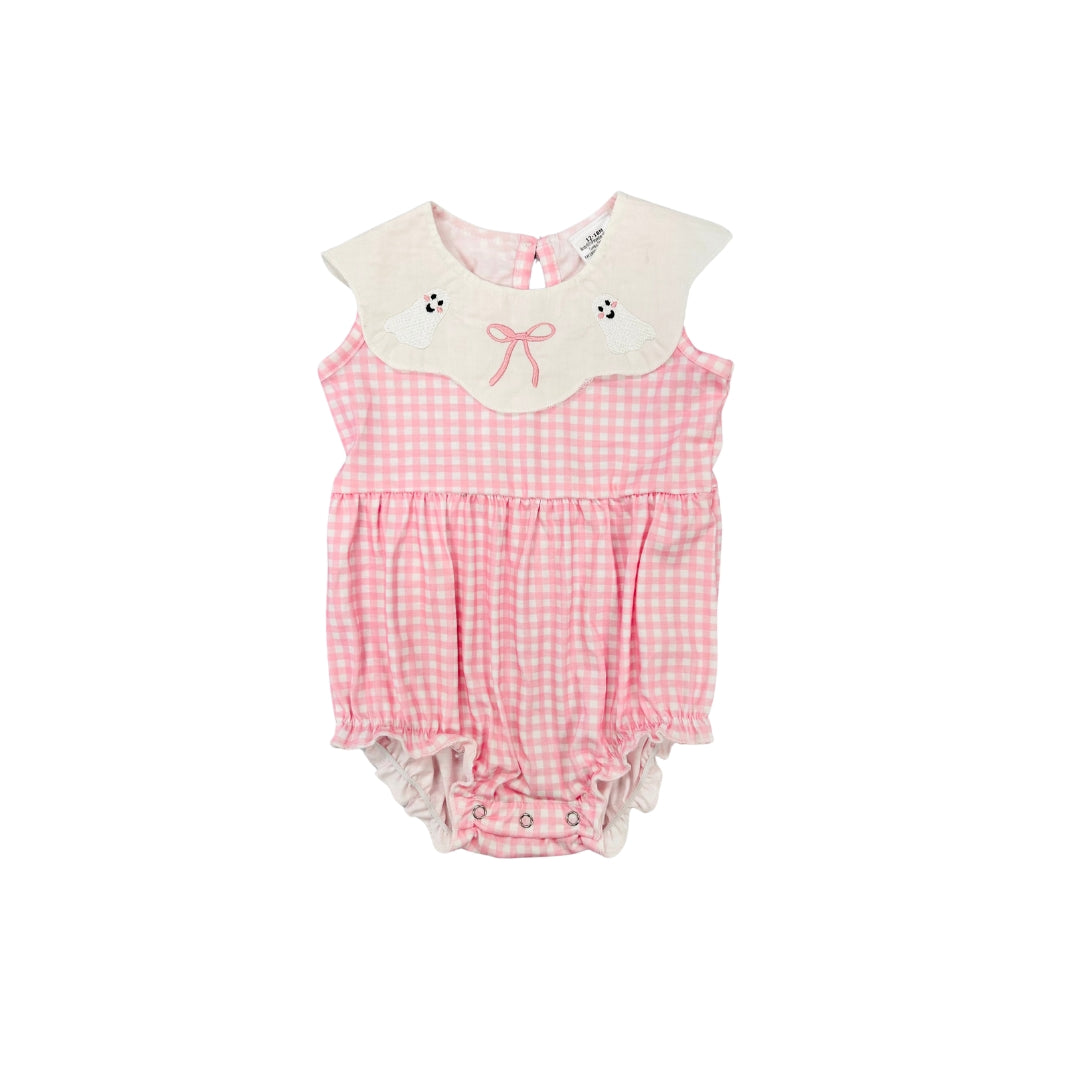 Pink Gingham/ Ghost & Bow Embroidered Bubble
