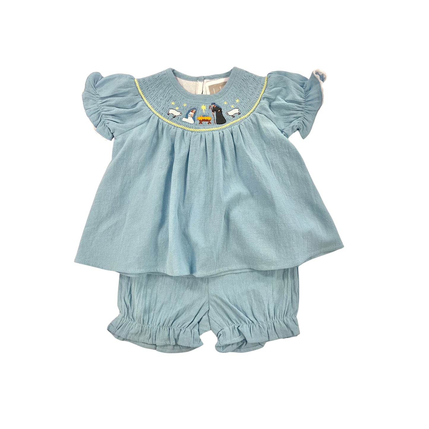 Lil Cactus Girl Smocked Nativity Bloomer Set