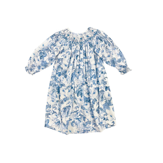 Elizabeth Ann Girl Blue Floral Smocked Dress