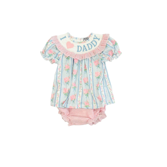 POSH Smocked I Love Daddy Floral Bloomer Set