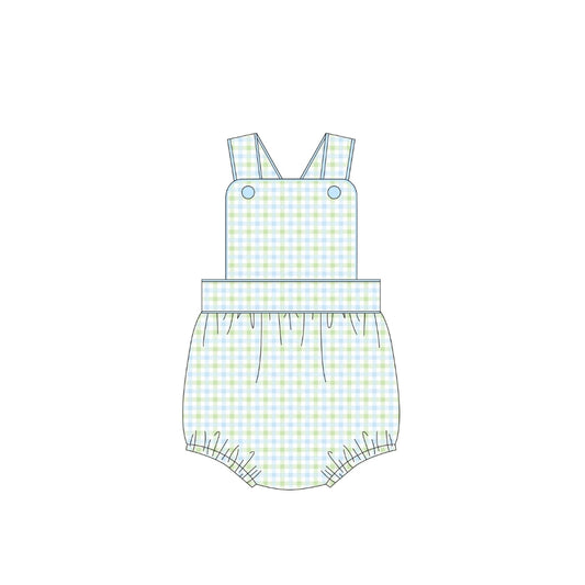 PRE ORDER - Funfetti Kids Blue/Green Plaid Sunsuit